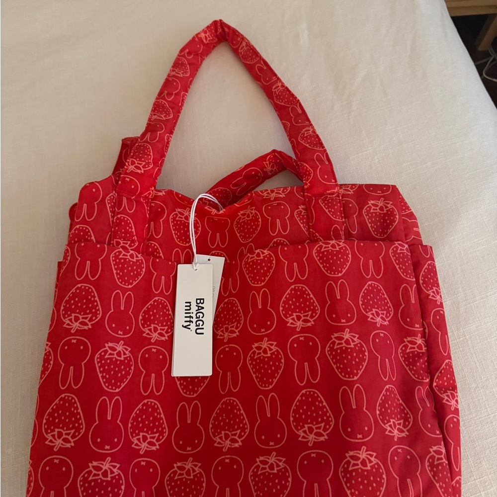 Baggu Red Tote with Miffy and Strawberry Print UO exclusive